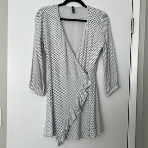 Zara TRF black and white long-sleeve polka dot romper